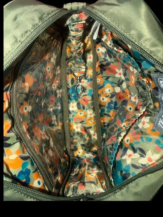 LUG Carousel XL Crossbody Bag Olive Green Patterned Travel Organizer Card RFID - Picture 9 of 9